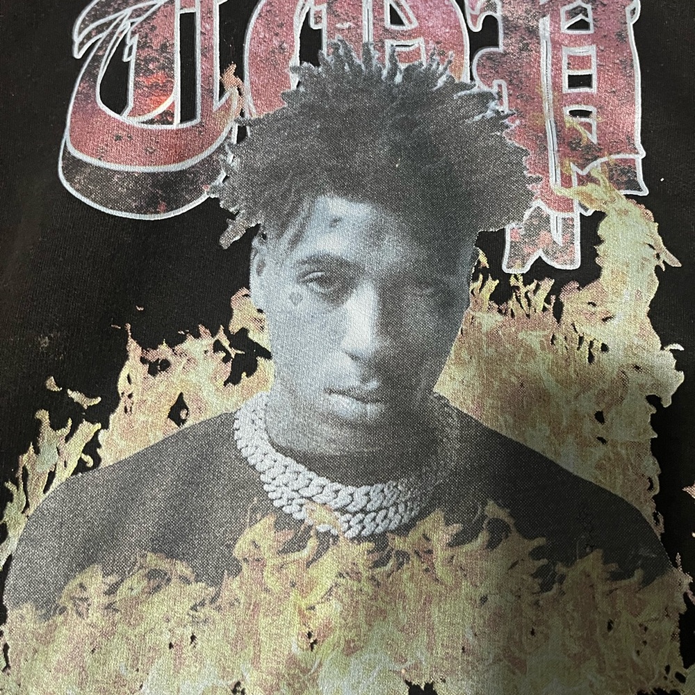 Graphic YOUNGBOY hoodie with Flame Design - Large